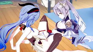 Genshin Impact Hentai Yuri - Ganyu and Kequing Lesbian sex - Japanese Asian Manga Anime Game Porn